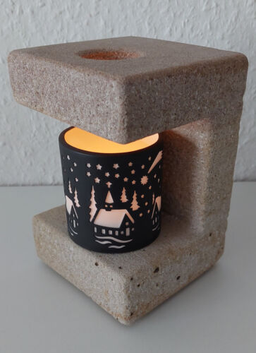 Teelichthalter Sandstein handgearbeitet Deko, als Tee-/Kaffeewärmer nutzbar - Bild 1 von 9