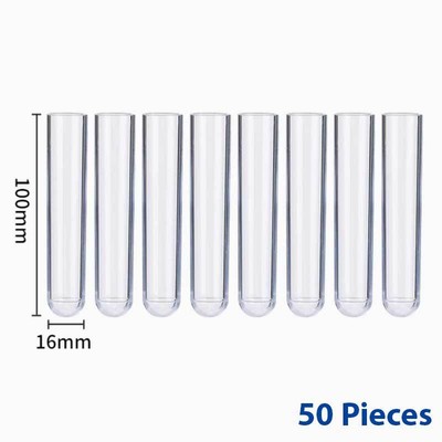 50x Plastic Clear Test Tubes 16mm*100mm Sample Container Laboratory Plasticware