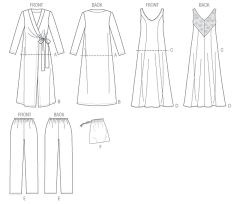 Butterick Easy SCHNITTMUSTER B5963 Misses Morgenmantel, Nachthemd, Schlafanzug, Tasche - Bild 12 von 12