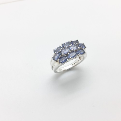 Tanzanite Multi Gemstone Ring Sterling Silver Size 6 Cluster New Cocktail Oval - Picture 2 of 6