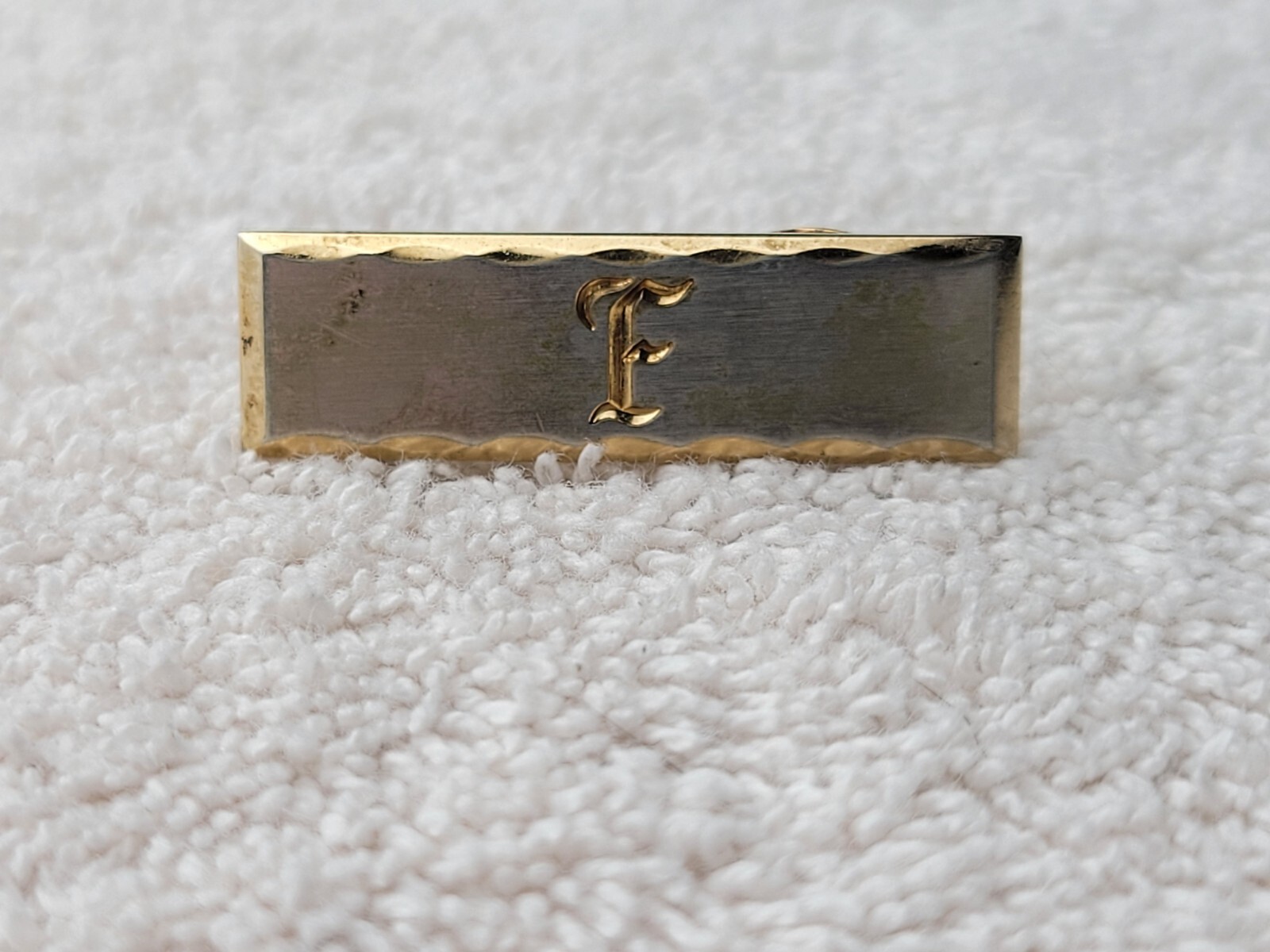 Gold Tone Vintage Hickok USA Monogram Initial F Tie Clip