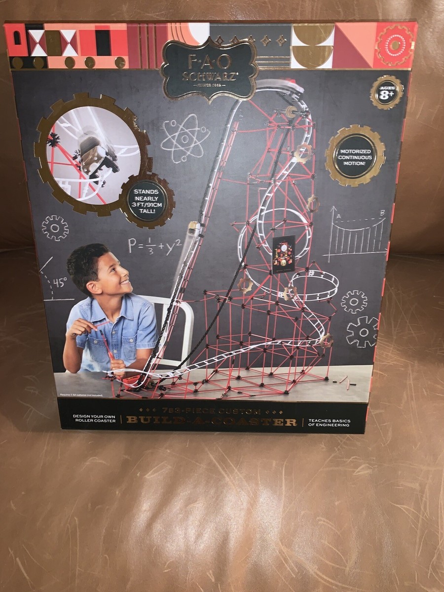 NEW FAO Schwartz 753 Piece Custom Build-A-Coaster Kids Engineering Toy Ages  8+