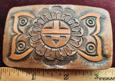 High Quality Leather Aztec Sun God Belt Buckle Vintage 1970s