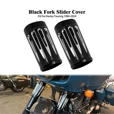 Black Aluminum CNC Cut Fork Boot Slider Cover Fit For Harley Touring FLH 80-24