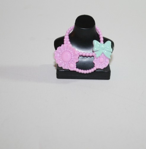 Mattel Barbie Doll Jewelry Pink Bow & Flowers Necklace - Picture 3 of 3