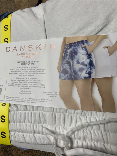 DANSKIN Tie-Dye Blue Knit Pull-On Lounge Sleep Shorts 2pk NWT S Small Womens - Picture 6 of 6