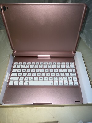 Babg Wireless Keyboard Case For iPad 9.7 360 Rotation Rose Gold Backlit Colors