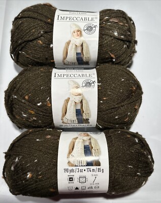 LOT of 3 IMPECCABLE in CHOCOLATE TWEED by LOOPS & THREADS 190yds 3.0oz