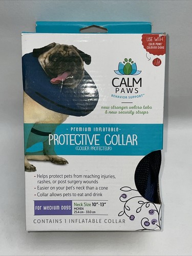 Calm Paws Inflatable Protective Collar For Medium Dogs Neck Size 10-13 Inches