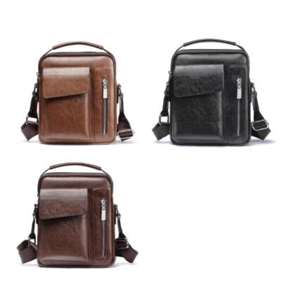 Small Retro PU Leather Crossbody Bag for Men Shoulder Handbag Satchel