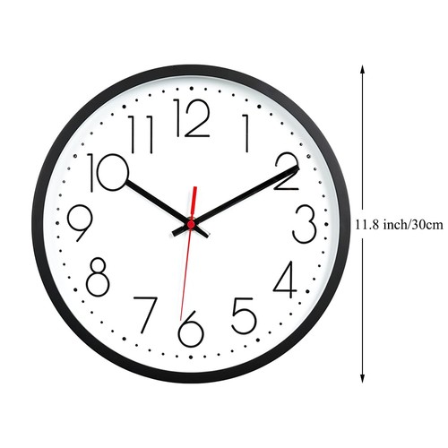 Non-Ticking Silent Wall Clocks 12 Inch Battery Operated Quartz Classic Decor ... - Picture 2 of 7