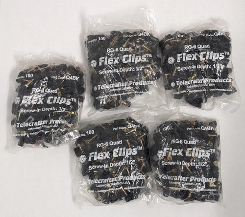 Telecrafter Products 500 clips flexibles quad RG-6 Q4BK 1/2 pouce de profondeur à vis - Photo 2/11