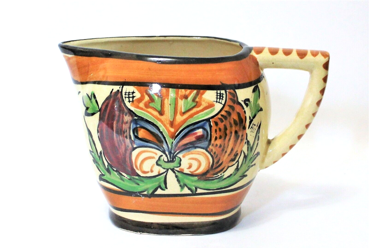Vintage Pitcher Hand Painted Japan Brown Ceramic | eBay