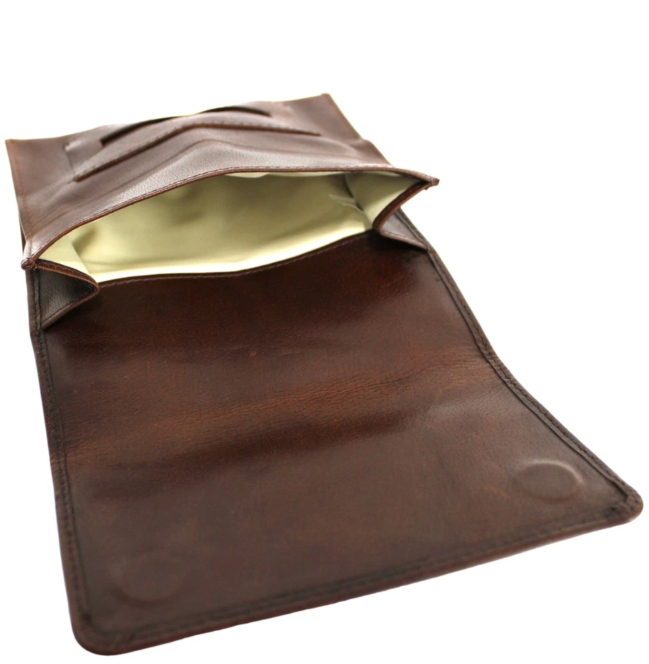 Bolsa de tabaco de piel de vaca de grano completo de calidad color marrón adecuada para 50 gm 12032. Foto 3 de 4