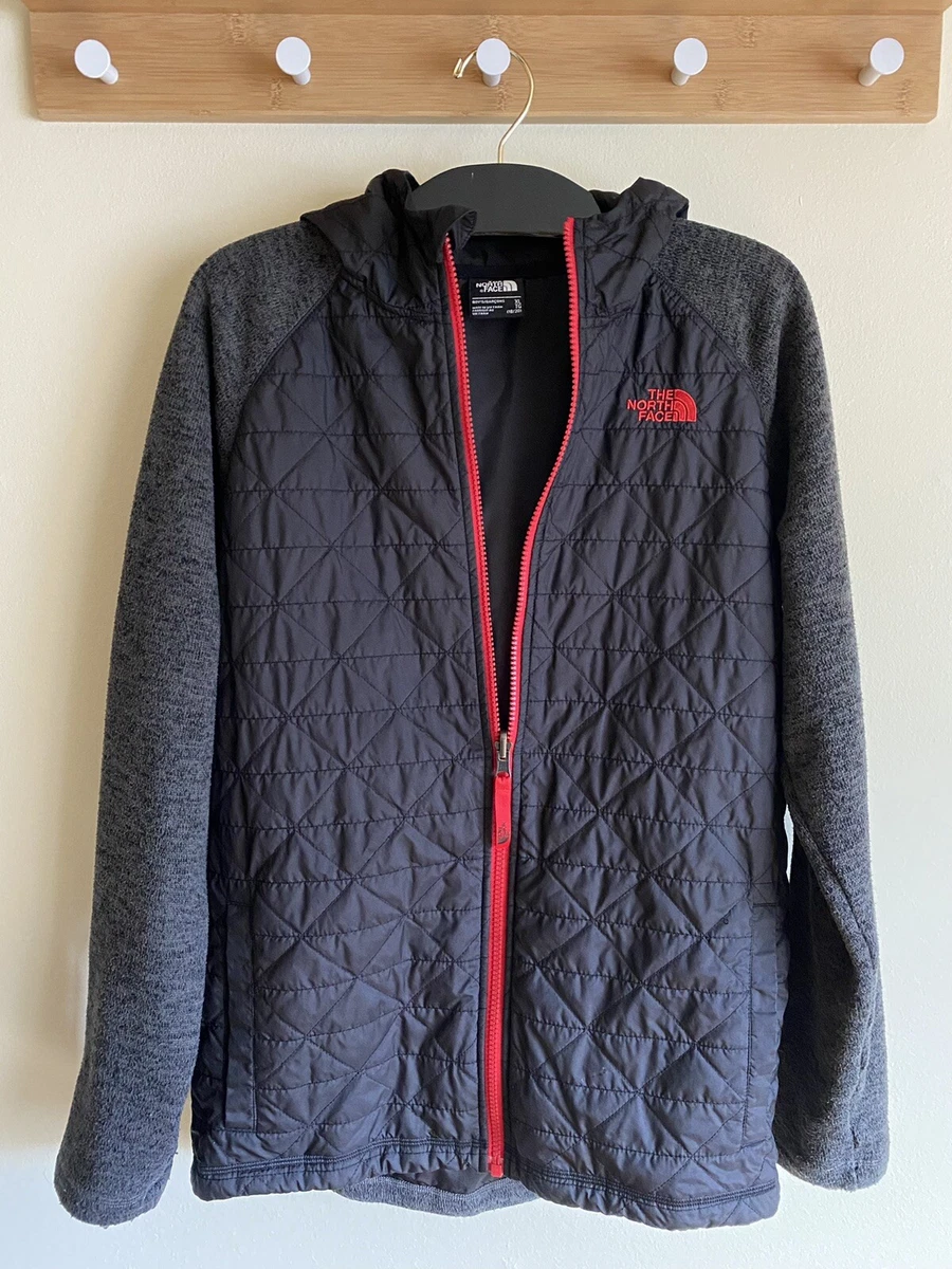 The North Face QUILTED SWEATER FLEECE HOODIE JACKET Black w/Red XL 18/20 |  eBay