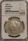 1885 S Morgan Silver Dollar NGC AU Details Tougher Date Morgan