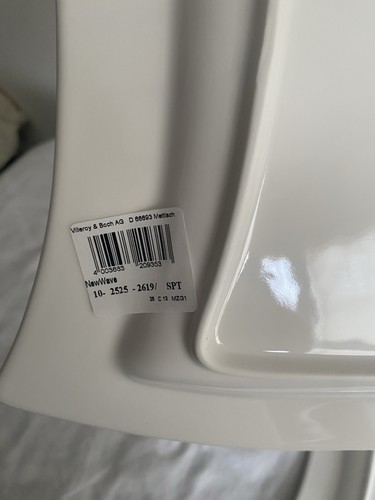 2 Villeroy & Boch NewWave Square White Dinner Plates Fine China From Germany NWT - Picture 3 of 6