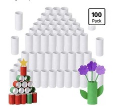 100PCS New 3.7 Inch Cardboard Tubes Toilet Paper Rolls for Crafts Art, White
