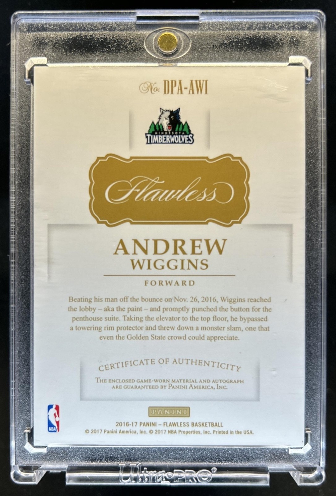 2016-17 Panini Flawless Andrew Wiggins Dual Patch Auto #/25 Timberwolves view 2