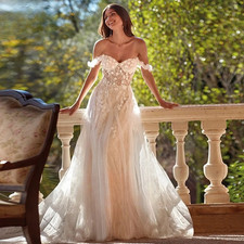 Wedding Dresses Appliques A-line Off Shoulder Lace up Robe De Soiree De Mariage