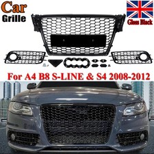 FOR AUDI A4 B8 SLINE S4 HONEYCOMB FRONT BUMPER GRILL FOG LIGHT GRILLES RS4 STYLE