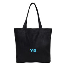 Adidas Y-3 Yohji Yamamoto Black Cyan Soft Cotton Canvas Shoulder Tote Bag New