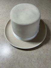 Vintage White Ivory Wool Felt Top Hat USA Made WPL 5923 Formal Costume Medium