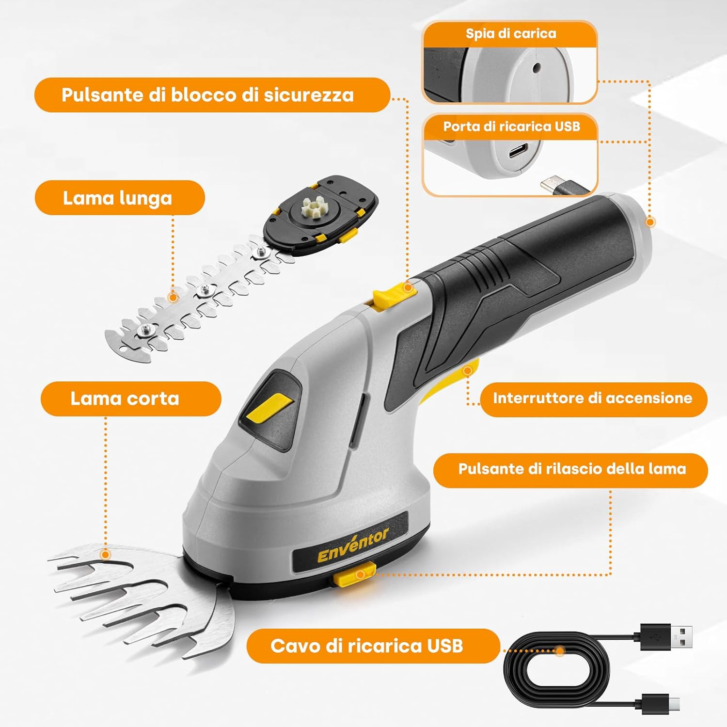 Mini Tagliasiepi Elettrico 7,4V 2-in-1 | Kit Tosaerba Ricaricabile - 2