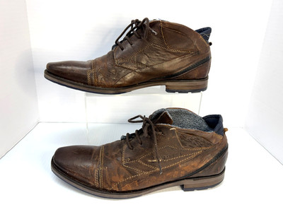 Bugatti Ankle Boots Brown Leather Lace Up Men's Size EU 46 US 13