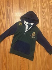 Rare VTG Kids Ralph Lauren Crest Patch Rugby Style Hoodie - Size 6 Youth