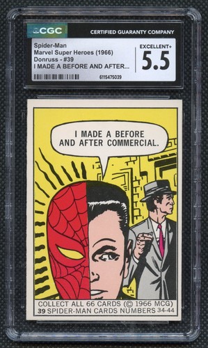 1966 Donruss Marvel Spider-Man Rookie / Grey Arm Correction  #39 CGC 5.5