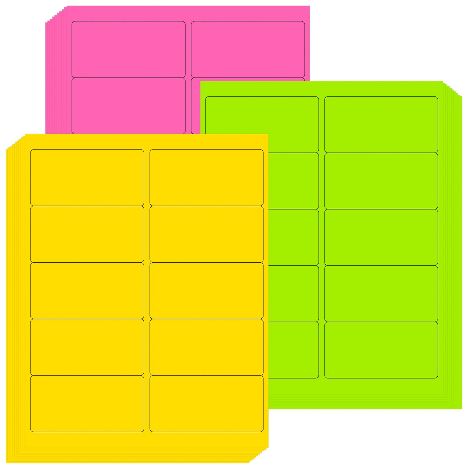 2" X 4" Assorted Fluorescent Address Labels 300 Labels 30 Sheets