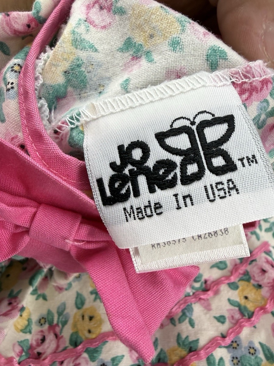 Vintage Jo Lene 80s 90s Cottage Lace Frilly Toddler Girls Rose Floral Dress 18M View 4