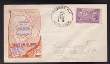 ORDINANCE OF 1787 #795 US FIRST DAY COVER 1937, DYER CACHET FDC NEWARK AIR FIELD
