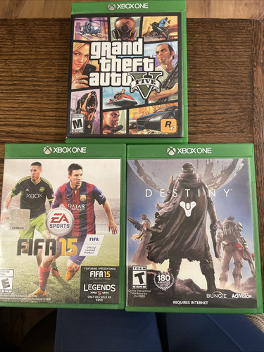 3 Lot Games Xbox One - Destiny, FIFA 15, Grand Theft Auto 5 With Inserts