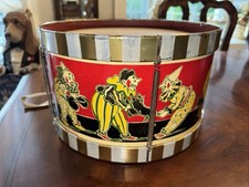 Vintage Tin Lithographed 12 Inch Circus Drum By Noble  Cooley Co GREAT GRAPHICS