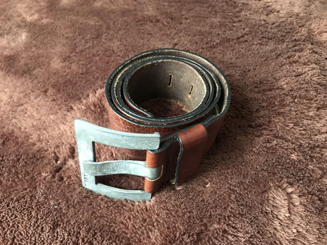 Diesel Y2K Grunge Cowhide Belt 36in Brown Vintage Used | eBay