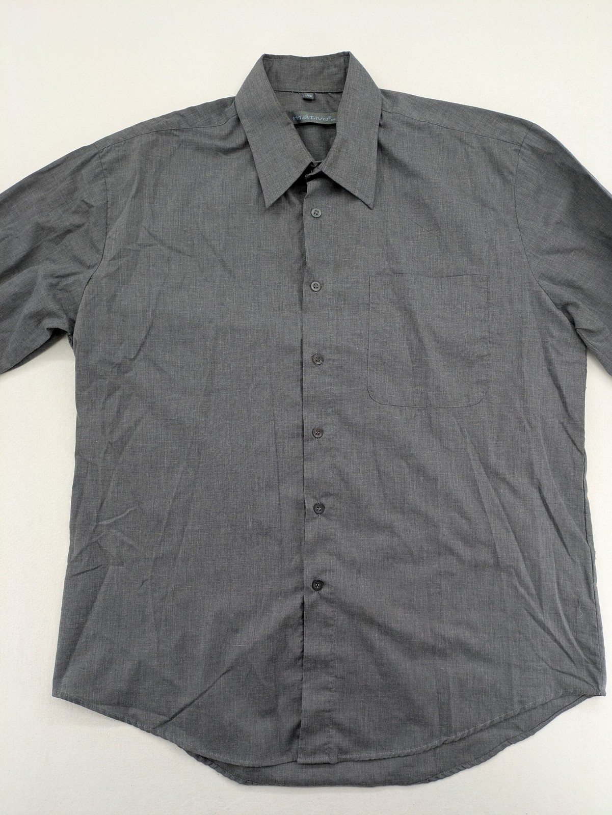 Mative Herren Hemd Langarm Gr 43 Grau Anthrazit Business Freizeit Baumwolle image 2
