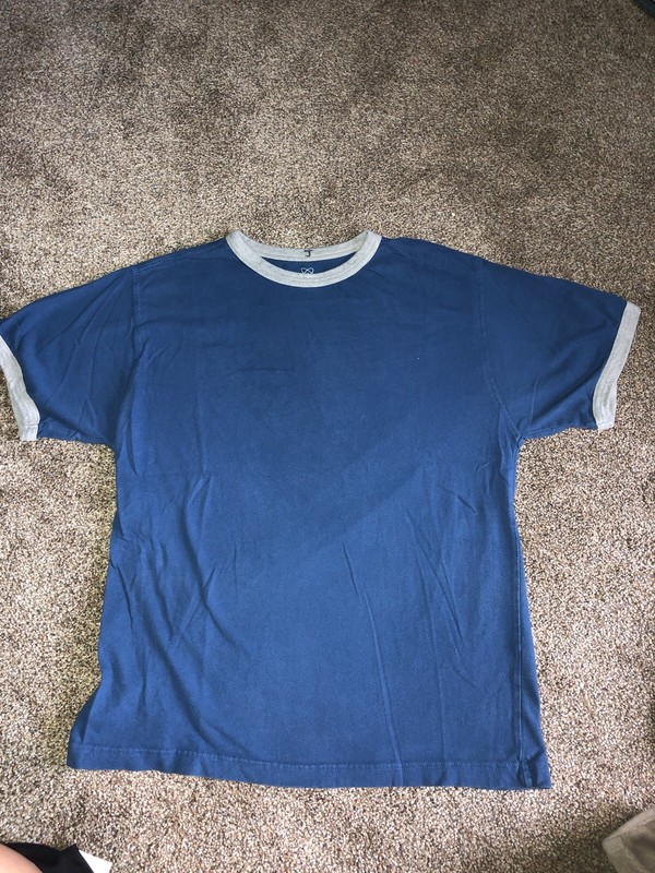 Men’s Canyon River Blues Blue W/ Gray Trim 100% Cotton T Shirt Sz Med