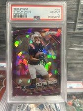 Panini Prizm 2025Purple  Ice Prizm #182 Stefon Diggs New England Pats PSA 10🔥🔥