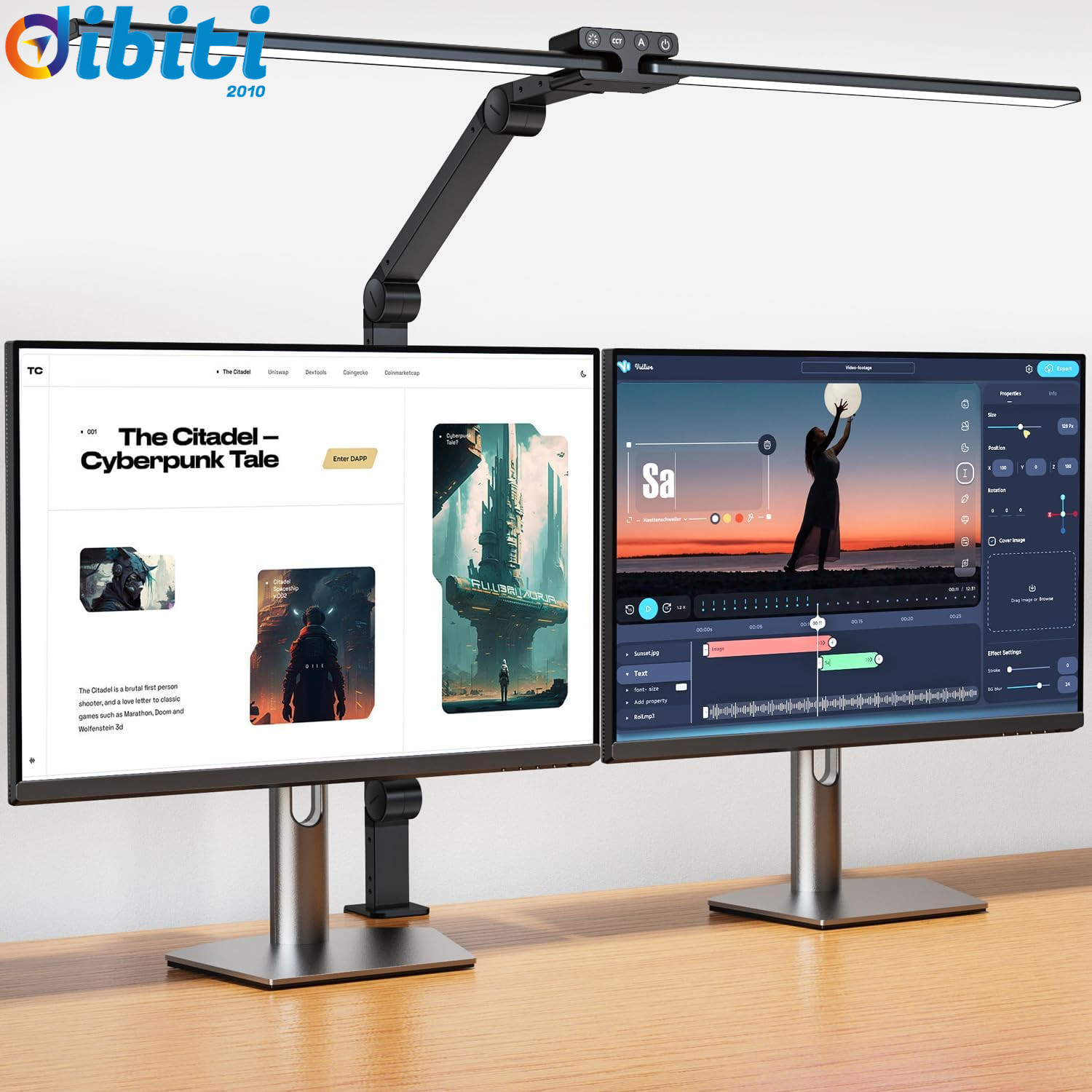 Lampada LED 24W Doppia Testa per Multi-Monitor - Desk Lamp 80cm
