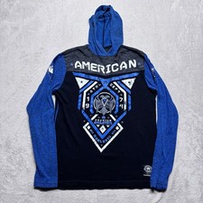 American Fighter Mens L Blue Black Long Sleeve Hoodie Buckle Exclusive