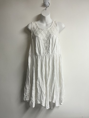 Free People Vestito Donna Taglia L Bianco Uncinetto Spiaggia Cami Cottage Fata Romantico - Foto 2 di 12