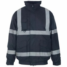 Hi Vis Security Bomber Jacket  Waterproof Padded Reflective Work Safety Coat