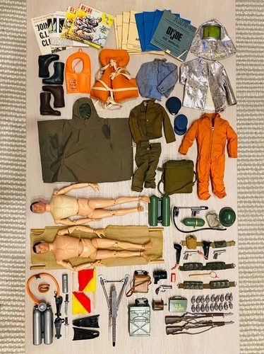 HUGE LOT 1964 VTG GI JOE Clothes Accessories Weapon Machine Gun Flamethrower