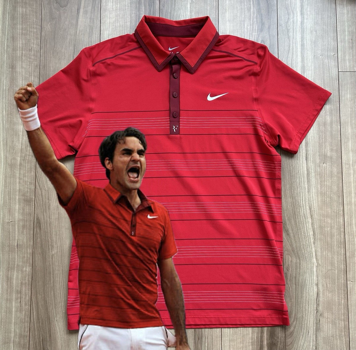 NIKE ナイキ　テニス　ポロシャツ　XL フェデラー Roger Federer Nike 2011 French Open Polo Shirt size:L (JPN