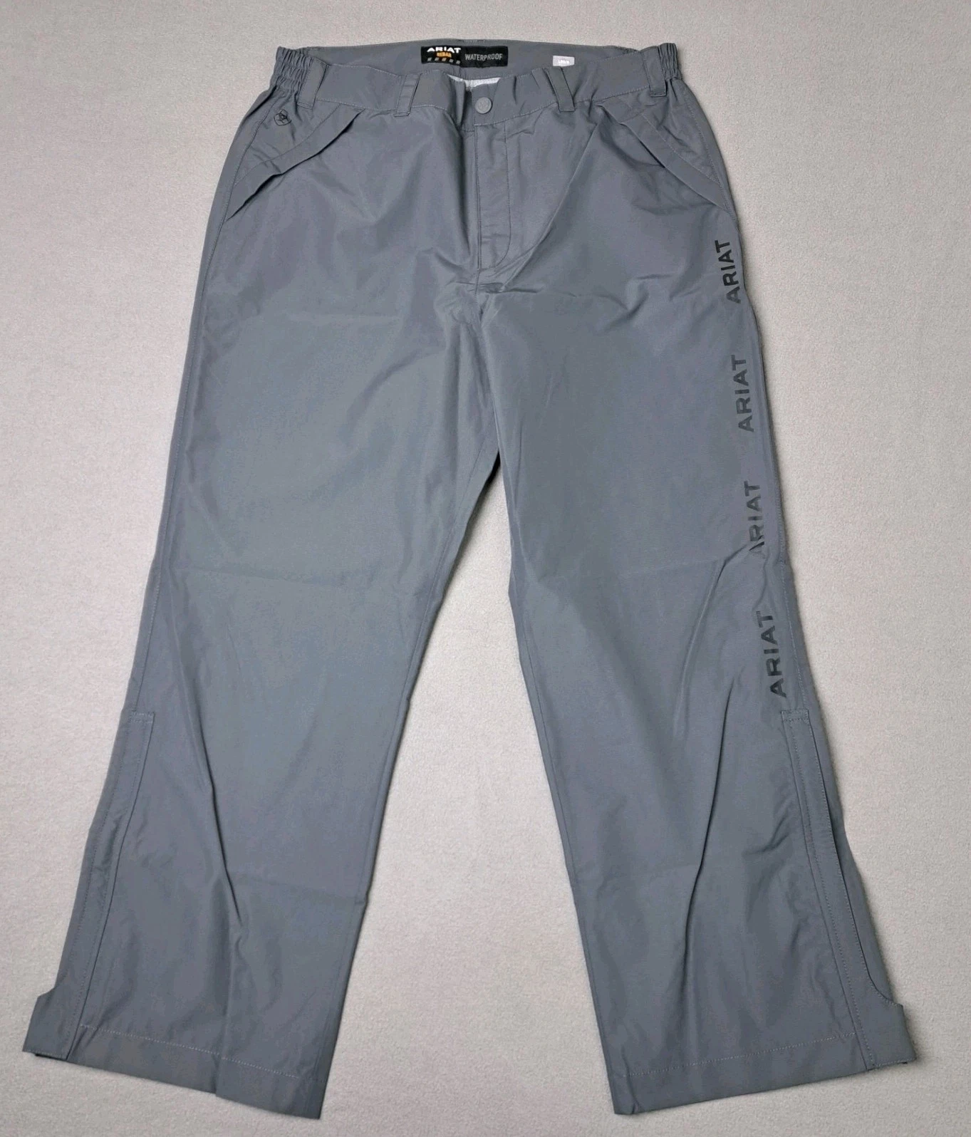 Ariat Rain Pant Mens 3XL Gray Rebar Stormshell Zip Cuff Waterproof Outdoors New