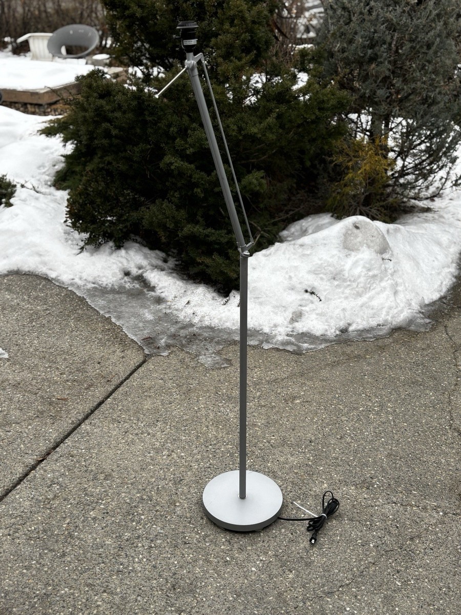 IKEA Samtid Floor Lamp Silver Adjustable Articulated Metal Light