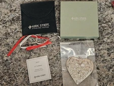 2010 Kirk Stieff Sterling Silver Christmas Ornament Repousse Heart New In Box
