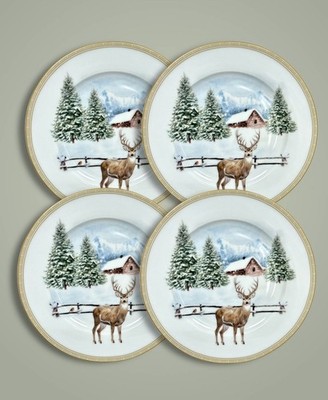 Easy Life Porzellan Dessert Teller Hirsch White Forest Ø19cm 4er Set Geschenkbox